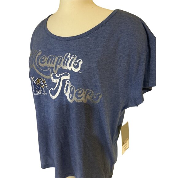 NEW Memphis Tigers UM Colosseum Secrets SS Blue Distressed Tee T Shirt Womens M - Picture 4 of 8